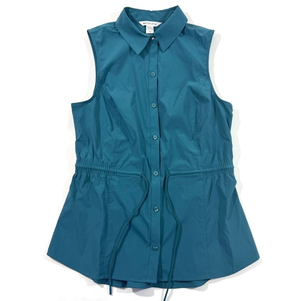 Athleta Levitate Poplin Tank Sleeveless Top Borealis Green